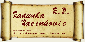 Radunka Mačinković vizit kartica